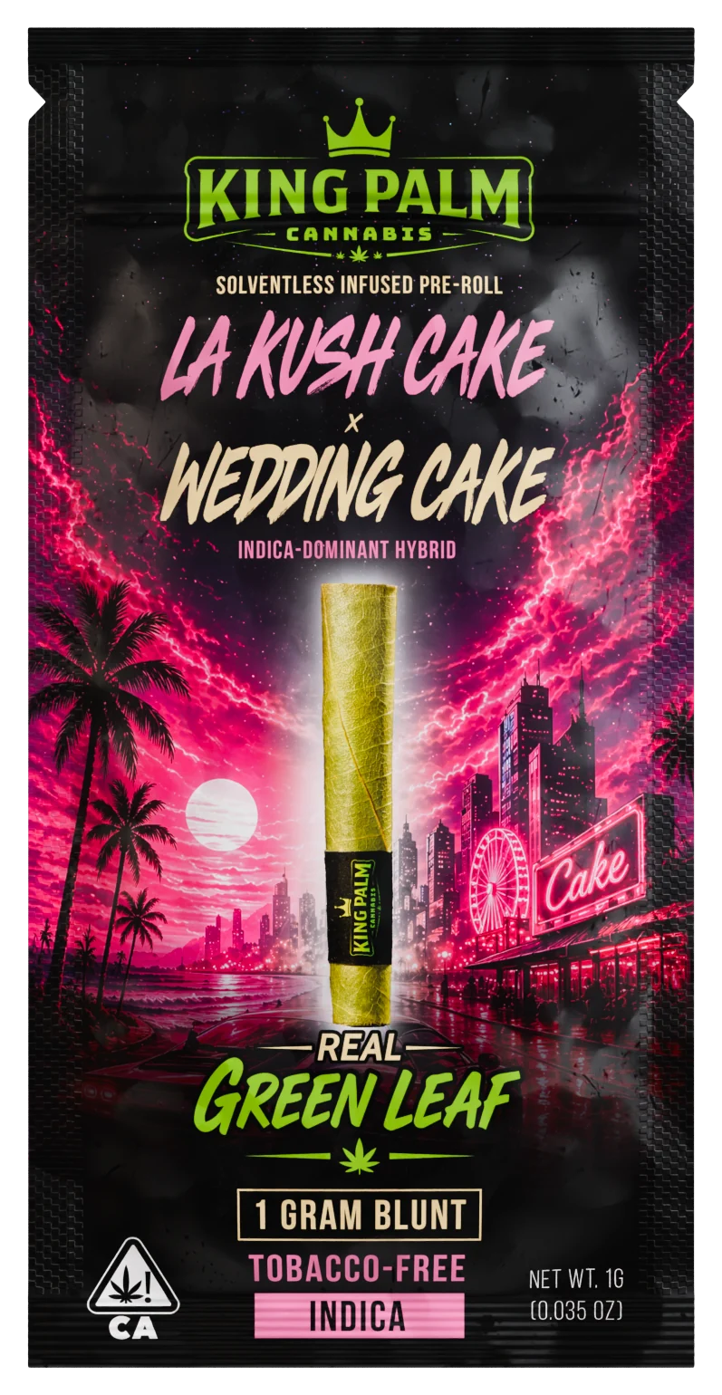 King Palm Cannabis LA Kush Cake × Wedding Cake single pouch